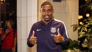 Malcom a su llegada al hotel de concentraci&oacute;n del Barcelona. 