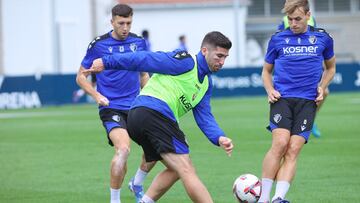 Entrenamiento de Osasuna en Tajonar esta mañana.