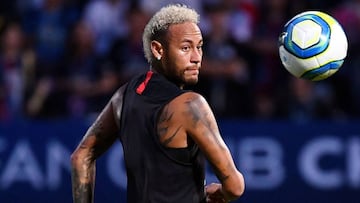 El delantero brasile&ntilde;o del PSG, Neymar, durante un entrenamiento.