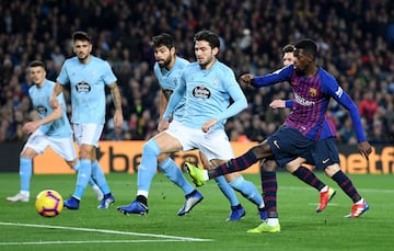 Barcelona-Celta  (2-0).
Dembélé y Messi dieron los tres puntos al equipo blaugrana, que despidió 2018 como líder de LaLiga Santander.