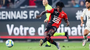 Eduardo Camavinga, en un partido con el Rennes de esta temporada.