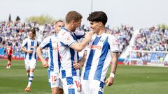 17/03/24 PARTIDO SEGUNDA DIVISION 
CD LEGANES - CD MIRANDES
JUAN CRUZ CELEBRA EL 3-0 ALEGRIA GOL CON BRASANAC