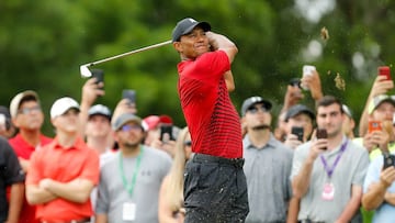 PALM HARBOR, FL - MARCH 11: Tiger Woods plays his shot from the 15th tee during the final round of the Valspar Championship at Innisbrook Resort Copperhead Course on March 11, 2018 in Palm Harbor, Florida.   Michael Reaves/Getty Images/AFP
 == FOR NEWSPAPERS, INTERNET, TELCOS &amp; TELEVISION USE ONLY ==