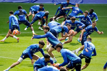 Entrenamiento del Real Oviedo de este viernes.