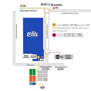 El mapa del Recinto Mad Cool y cómo llegar a él.