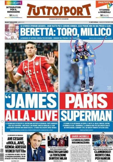 'Tuttosport': la Juventus va con todo a por James Rodríguez