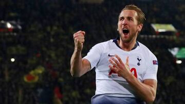 Kane celebra un gol con el Tottenham en Champions League