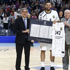 Homenaje a Felipe Reyes por sus 342 partidos en la Euroliga