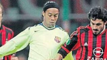 <b>EL DESEADO. </b>Gattuso con Ronaldinho en un reciente Milán-Barça.
