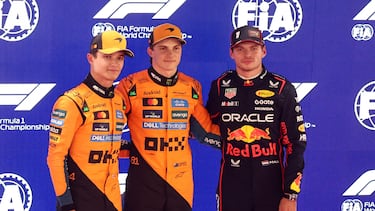 Norris, Piastri y Verstappen, tras la clasificación de Qatar.