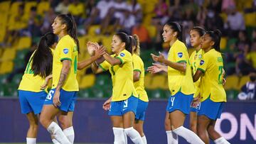 Jugadoras de Brasil en un partido de la Copa América Femenina.