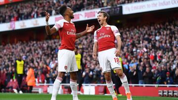 Aubameyang celebra el segundo gol del Arsenal.