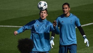 Cristiano Ronaldo, en el entrenamiento del Real Madrid.