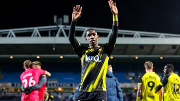BLACKBURN, ENGLAND - DECEMBER 23: Watford's Yaser Asprilla celebrates after the Sky Bet Championship match between Blackburn Rovers and Watford at Ewood Park on December 23, 2023 in Blackburn, England. (Photo by Alex Dodd - CameraSport via Getty Images)
