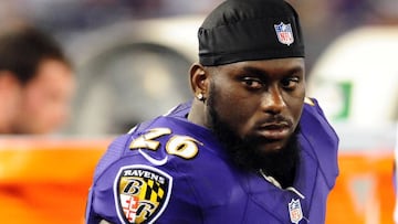 Aug 15, 2013; Baltimore, MD, USA; Baltimore Ravens safety Matt Elam (26) looks on during the game against the Atlanta Falcons at M&amp;T Bank Stadium. Mandatory Credit: Evan Habeeb-USA TODAY Sports