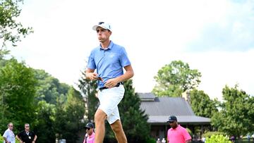 WHITE SULPHUR SPRINGS, WEST VIRGINIA - AUGUST 05: David Puig of Spain walks into the 17th tee box during day two of the LIV Golf Invitational - Greenbrier at The Old White Course on August 05, 2023 in White Sulphur Springs, West Virginia.   Eakin Howard/Getty Images/AFP (Photo by Eakin Howard / GETTY IMAGES NORTH AMERICA / Getty Images via AFP)