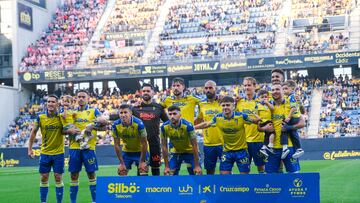 Once del Cádiz frente al Sporting en la tarde de hoy en el Nuevo Mirandilla.