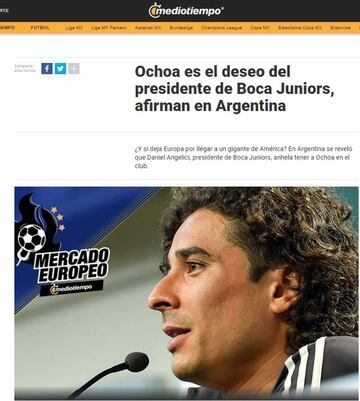 Guillermo Ochoa dejó un grato sabor de boca a nivel internacional después de su excelente participación en la Copa del Mundo 2018. Daniel Angelici, presidente de Boca Juniors, lo considero un jugador "interesante". Su recotización después de la justa mundialista en Rusia habría hecho imposible la llegada de Memo al club xeneize.