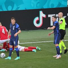 Las imágenes de Christian Eriksen tras caer desplomado