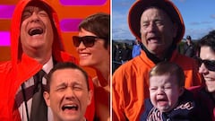 Tom Hanks imitando con Joseph Gordon-Levitt y Gemma Arterton la fotorafía viral en la que le confundian con Bill Murray.