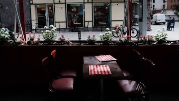 NEW YORK, NEW YORK - AUGUST 31: A table stands empty at a restaurant in Manhattan on August 31, 2020 in New York City. While New York City restaurants are currently permitted to serve take-out and to offer sidewalk dining, they are not allowed to offer in