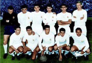 The starting XI against Partizan: Araquistáin, Pachín, De Felipe, Zoco, Sanchis, Pirri, Velázquez, Serena, Amancio, Grosso and Gento. The final was played at the Heysel stadium in Brussels.