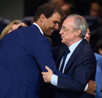 Rafa Nadal y Florentino Pérez, en el palco del Santiago Bernabéu.