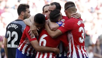 Koke celebra uno de sus goles al Sevilla. 