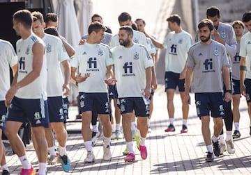 El grupo durante el entrenamiento de hoy. 