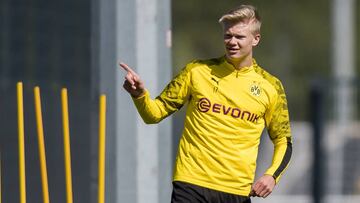 Haaland, en un entrenamiento del Borussia Dortmund de esta semana.