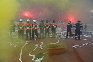 Soccer Football - CAF Champions League - Final - Wydad Casablanca vs Al Ahly Egypt - Mohammed V Stadium, Casablanca, Morocco - November 4, 2017 General view of fans with flares. 