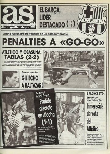How AS reported the 1-1 draw between Real Sociedad and Real Madrid in October 1990.