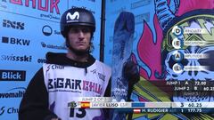 Javi Lliso recibiendo su puntuaci&oacute;n en el Big Air de Chur (Suiza), de la Copa del Mundo FIS. 