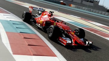 Kimi Raikkonen con el Ferrari modificado seg&uacute;n las normas de 2017 durante los test de Abu Dhabi de final de temporada.