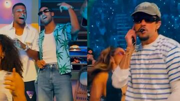 Kylian Mbappé junto a Achraf Hakimi en la residencia de Bad Bunny en Puerto Rico