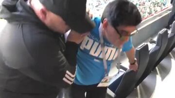 Maradona helped from stands in a sorry state