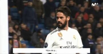 Isco, en el momento en el que se encaró con la grada del Bernabéu en el Real Madrid 0-3 CSKA.