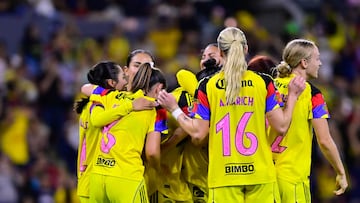 Kiana Palacios celebrates her goal 2-3 of America during the 16th round match between Atlas and America as part of the Liga BBVA MX Femenil, Torneo Apertura 2025 at Jalisco Stadium, on October 15, 2025 in Guadalajara, Jalisco, Mexico.