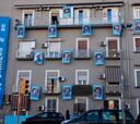 Los jugadores del Nápoles, en la fachada de un edificio