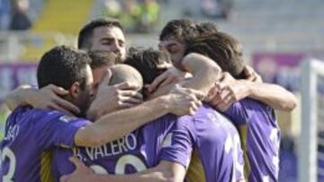 Basanta celebra el segundo gol de la Fiorentina sobre Atalanta.