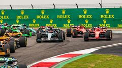 Los Ferrari en la salida del GP de China.