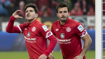 Jairo, celebrando su gol con el Mainz.