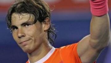 <b>REGRESO. </b>Con mirada de tigre, Nadal regresó al Rod Laver Arena.