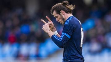 Gareth Bale, tras marcar en Anoeta.