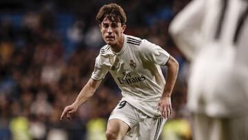 Odriozola, durante un Real Madrid-Girona.