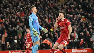 Ten-man Liverpool were forced to come back twice at home to Fulham. Diogo Jota, back from injury, saved the leaders from defeat.