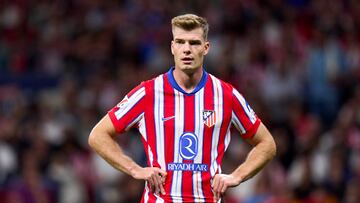 MADRID, SPAIN - SEPTEMBER 29: Alexander Sorloth of Atletico de Madrid looks on during the LaLiga match between Atletico de Madrid and Real Madrid CF at Estadio Civitas Metropolitano on September 29, 2024 in Madrid, Spain. (Photo by Diego Souto/Getty Images)