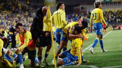 La UD Las Palmas celebra un gol.