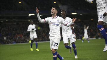 Chelsea midfielder Christian Pulisic (22) celebrates his goal 0-3 during the Premier League match between Burnley and Chelsea at Turf Moor, Burnley, England on 26 October 2019. Photo Craig Galloway / ProSportsImages / DPPI
 
 
 26/10/2019 ONLY FOR USE IN 