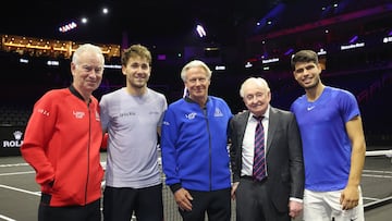 John McEnroe, Casper Ruud, Björn Borg y Carlos Alcaraz en Berlín.
